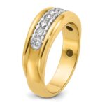 IBGoodman 10k Two-tone Men's Polished and Grooved Bezel Set 7-Stone 1/2 Carat A Quality Diamond Ring - Image 8