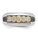 IBGoodman 14k Two-tone Men's Polished Graduated 5-Stone 1/2 Carat AA Quality Diamond Ring - Image 6