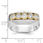 IBGoodman 14k Two-tone Men's Polished Graduated 5-Stone 1 Carat AA Quality Diamond Ring - Image 3