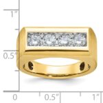 IBGoodman 14k Men's Polished and Satin 4-Stone 1 Carat AA Quality Diamond Ring - Image 2