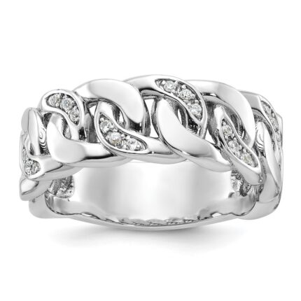 14k White Gold IBGoodman Men's Link Design Diamond Ring Mounting