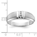 IBGoodman 10k White Gold Men's Polished and Satin 3-Stone 1/20 Carat A Quality Diamond Ring - Image 2