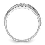 IBGoodman 14k White Gold Men's Polished and Satin 3-Stone 1/20 Carat AA Quality Diamond Ring - Image 2