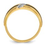 IBGoodman 10k with Black and White Rhodium Men's Polished Satin and Grooved 1/20 Carat A Quality Diamond Ring - Image 2