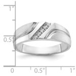 IBGoodman 10k White Gold Men's Polished Satin and Grooved 5-Stone 1/20 Carat A Quality Diamond Ring - Image 3