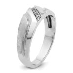 IBGoodman 14k White Gold Men's Polished Satin and Grooved 5-Stone 1/20 Carat AA Quality Diamond Ring - Image 8