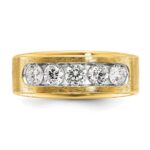 IBGoodman 14k with White Rhodium 1 carat Lab Grown Diamond VS/SI+ G+ Five Stone Complete Polished and Brushed Men's Ring - Image 4