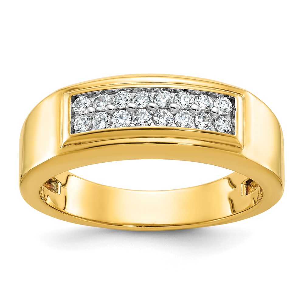 B64208-4YAA.jpg 14k IBGoodman Men's Polished 2-Row 1/3 Carat AA Quality Diamond Ring - Image 1