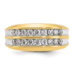 IBGoodman 14k with White Rhodium Men's Polished Two-Row 3/4 Carat AA Quality Diamond Ring - Image 6