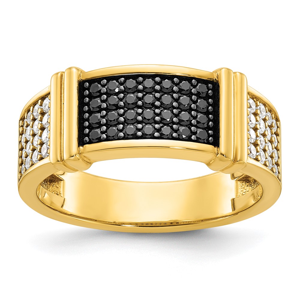 B64214-0YA-1.jpg 10ky IBGoodman Men's Black and White Diamonds w/ Black RH Complete Ring - Image 1