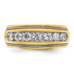 IBGoodman 14k with White Rhodium 1 1/5 carat Lab Grown Diamond VS/SI+ G+ Complete Polished and Milgrain Men's Ring - Image 4