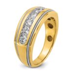 IBGoodman 14k with White Rhodium 1 1/5 carat Lab Grown Diamond VS/SI+ G+ Complete Polished and Milgrain Men's Ring - Image 6
