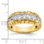 IBGoodman 14k Men's Polished and Nugget Texture 7-Stone 1 Carat AA Quality Diamond Ring - Image 3