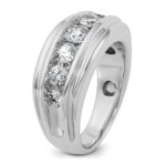 14k White Gold IBGoodman Men's Polished and Grooved Ring Mounting - Image 8