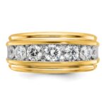 IBGoodman 14k with White Rhodium Men's Polished and Grooved 2 Carat AA Quality Diamond Ring - Image 6