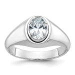 IBGoodman 14k White Gold 1 carat Lab Grown Diamond VS/SI+ G+ Oval Complete Men's Ring