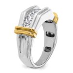 IBGoodman 14k Two-tone Men's Polished and Grooved 5-Stone 1 Carat AA Quality Diamond Ring - Image 9