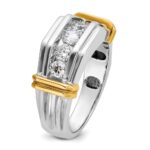IBGoodman 14k Two-tone Men's Polished and Grooved 5-Stone 1 Carat AA Quality Diamond Ring - Image 8