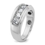 IBGoodman 14k White Gold Men's Polished and Grooved 5-Stone 1 1/5 Carat AA Quality Diamond Ring - Image 7