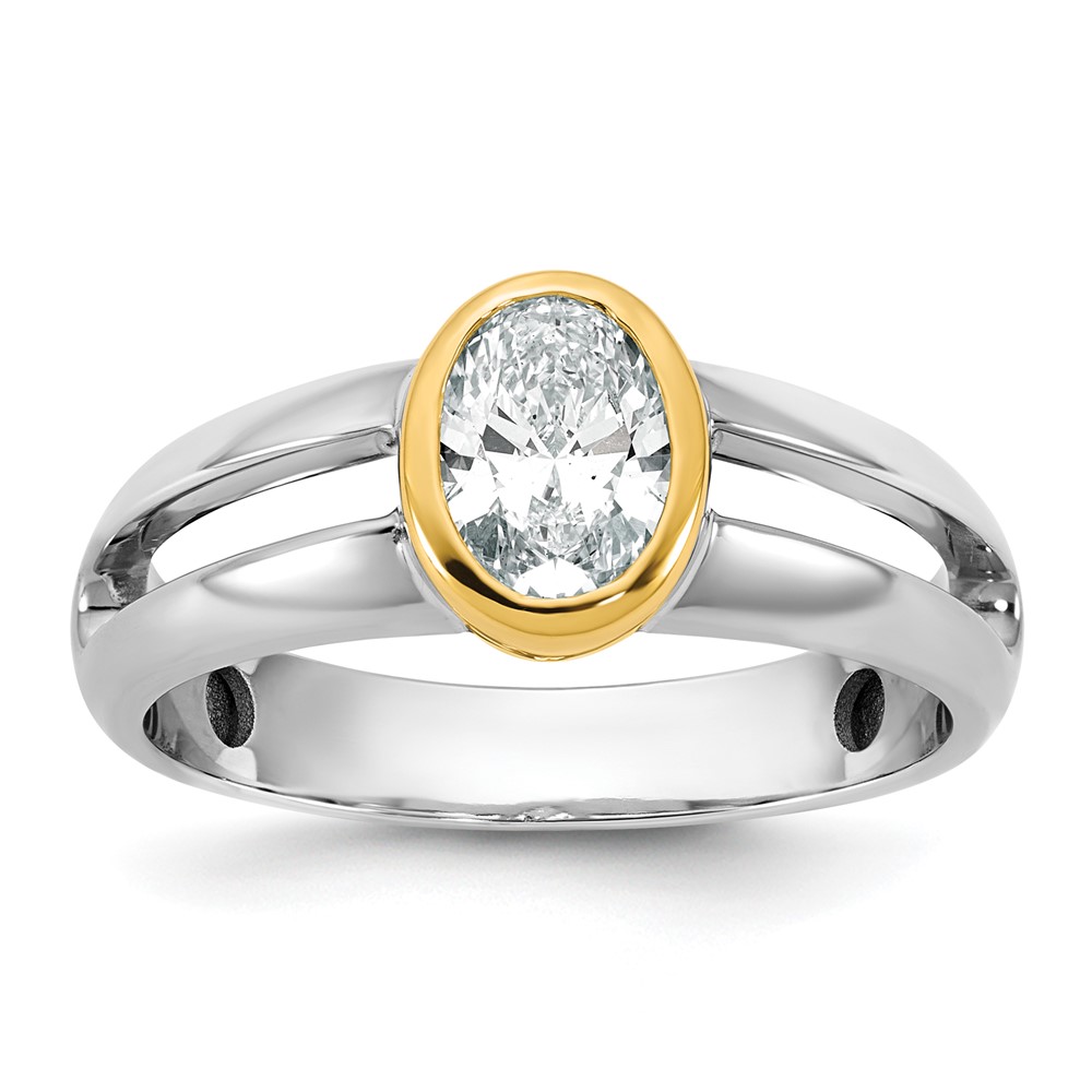 B64330G-4WYAA.jpg IBGoodman 14k Two-Tone 1 carat Lab Grown Diamond VS/SI+ G+ Complete Men's Wedding Band - Image 1