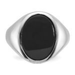 14k White Gold IBGoodman Men's Oval Onyx Complete Ring - Image 6