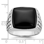 14k White Gold IBGoodman Men's Antiqued Onyx Complete Ring - Image 3