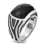 14k White Gold with Black Rhodium IBGoodman Men's Onyx Complete Ring - Image 6