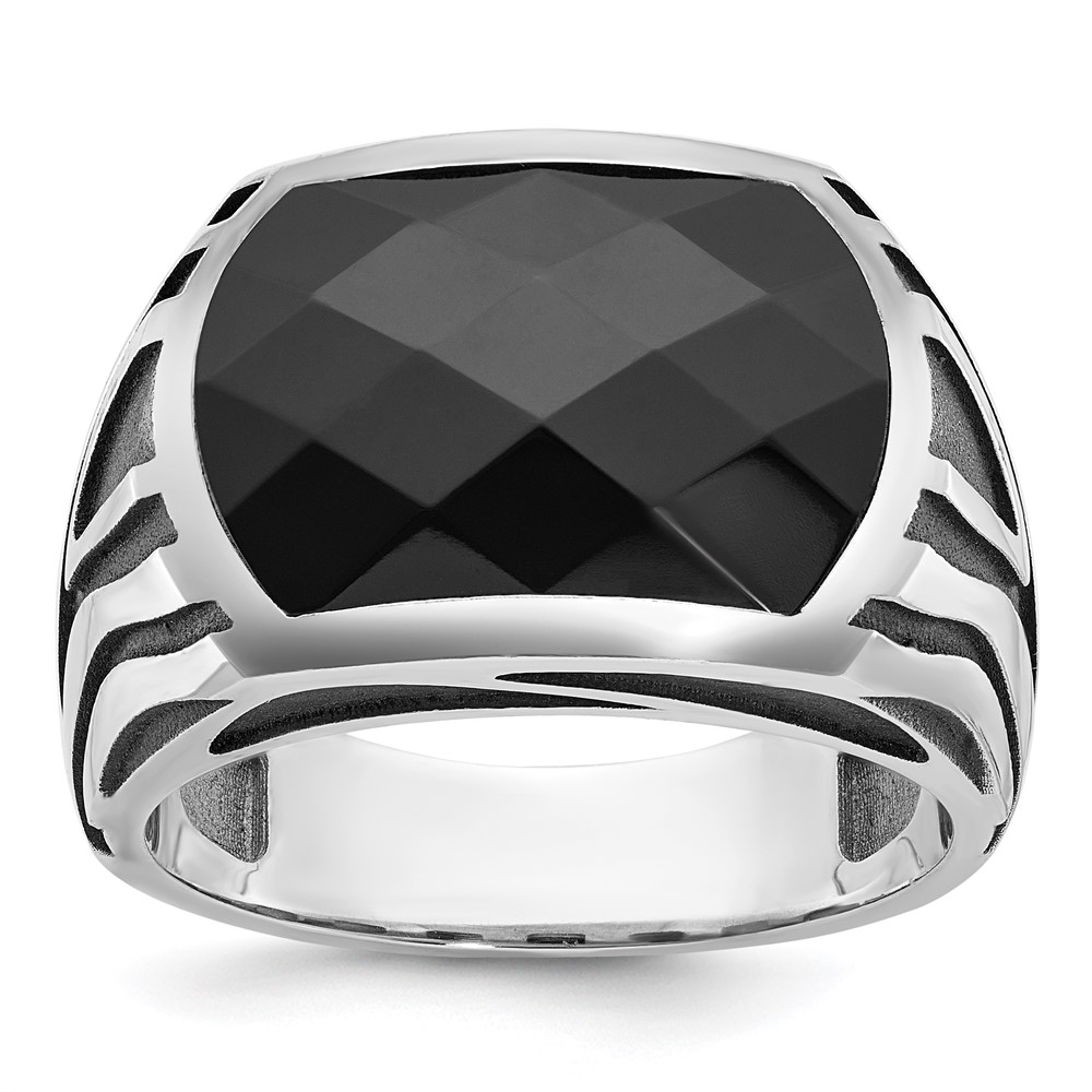 B84265-4WOX.jpg 14k White Gold IBGoodman Men's Onyx Ring Mounting - Image 1