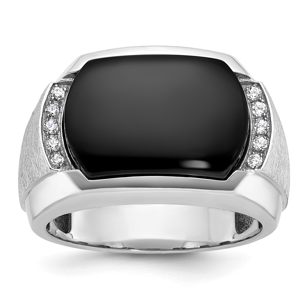 B84341-4WOX_AA.jpg IBGoodman 14k White Gold Men's Polished and Satin Gemstone Ring Mounting - Image 1