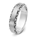 14k White Gold with Black Rhodium IBGoodman Men's Satin Diamond Complete Ring - Image 8