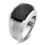 IBGoodman 14k White Gold Men's Polished and Satin Gemstone Ring Mounting - Image 8