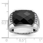 IBGoodman 14k White Gold Men's Polished and Satin Faceted Onyx and 1/10 Carat AA Quality Diamond Ring - Image 3