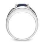 14k White Gold with Black Rhodium IBGoodman Men's Created Sapphire Complete Ring - Image 2