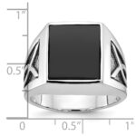 14k White Gold with Black Rhodium IBGoodman Men's Onyx Complete Ring - Image 3