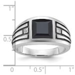 14k White Gold with Black Rhodium IBGoodman Men's Onyx and Diamond Complete Ring - Image 3