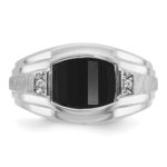 14k White Gold IBGoodman Men's Satin Onyx and Diamond Complete Ring - Image 6