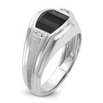 14k White Gold IBGoodman Men's Satin Onyx and Diamond Complete Ring - Image 8