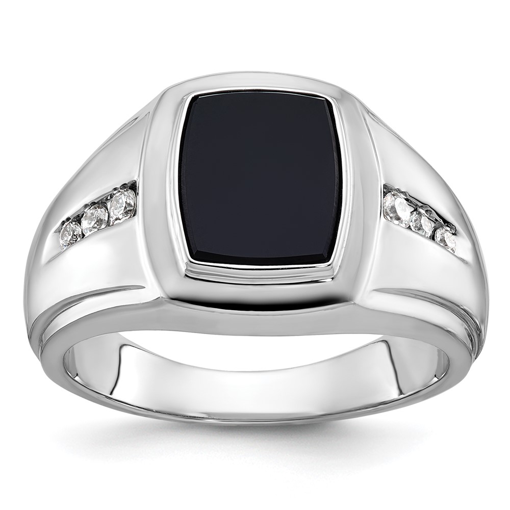 B84755-4WOX_AA.jpg 14k White Gold IBGoodman Men's Onyx and Diamond Ring Mounting - Image 1