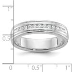 IBGoodman 14k White Gold Men's Polished and Milgrain 11-Stone Ring Mounting - Image 3