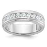 IBGoodman 14k White Gold Polished and Miligrain Eleven Stone Men's Ring Mounting