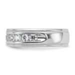 IBGoodman 14k White Gold Men's Polished and Milgrain 11-Stone 1 Carat AA Quality Diamond Ring - Image 6