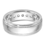 IBGoodman 14k White Gold Polished and Miligrain Eleven Stone Men's Ring Mounting - Image 7