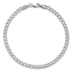 14K White Gold 3.35mm Semi-Solid Curb with Lobster Clasp Anklet - Image 5