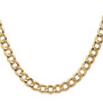14K 7mm Semi-Solid Curb with Lobster Clasp Chain - Image 2