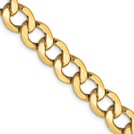 14K 9mm Semi-Solid Curb with Lobster Clasp Chain