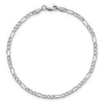 14K White Gold 2.5mm Semi-Solid Figaro with Lobster Clasp Chain - Image 5