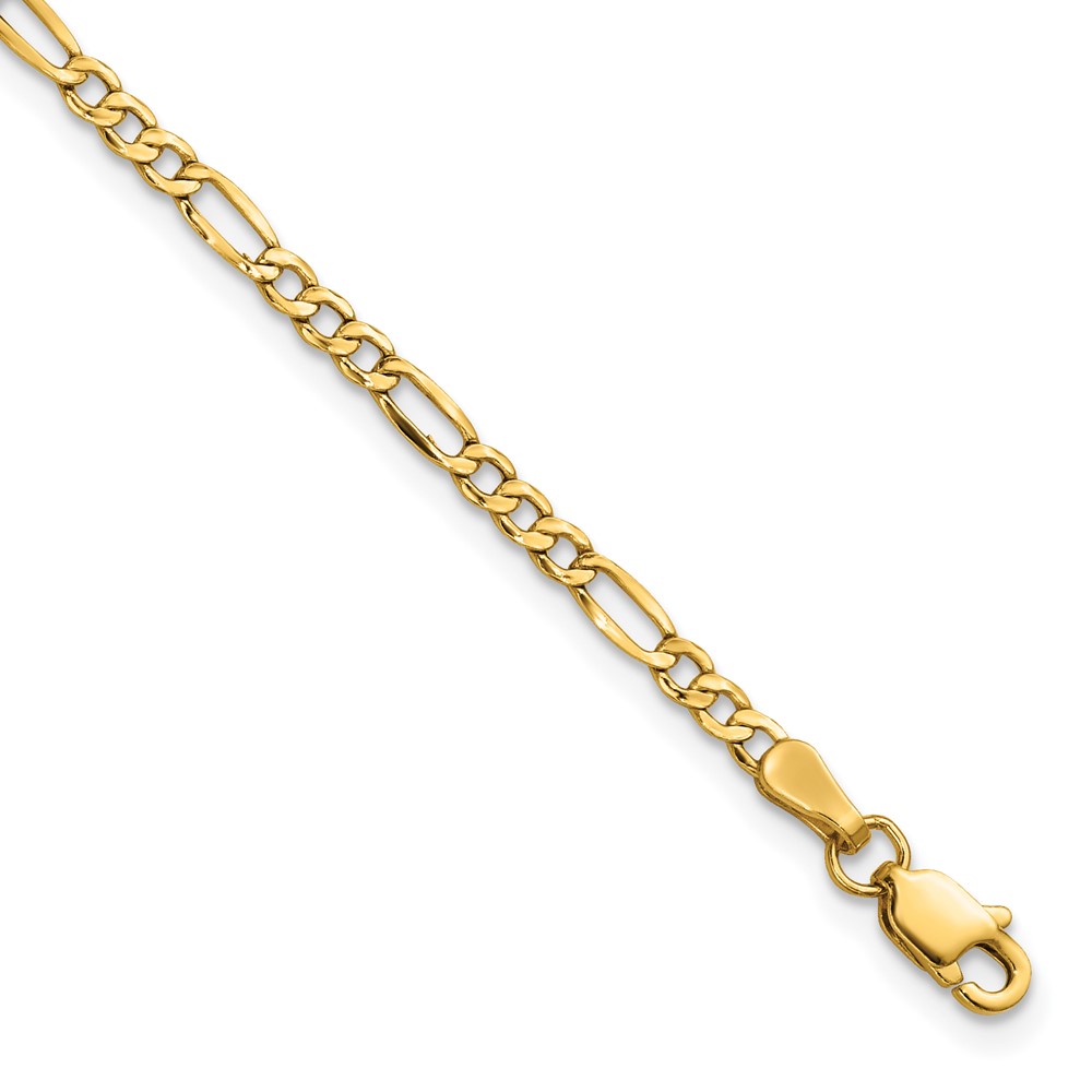 BC120-7.jpg 14K 2.5mm Semi-Solid Figaro with Lobster Clasp Anklet - Image 1