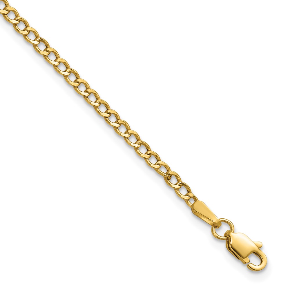BC124-7.jpg 14K 2.5mm Semi-Solid Curb with Lobster Clasp Anklet - Image 1