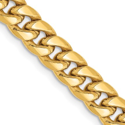 14K 6mm Semi-Solid Miami Cuban with Lobster Clasp Chain