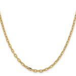 14K Yellow Gold 3mm Semi-Solid Diamond-cut Open Link Cable with Lobster Clasp Chain - Image 2